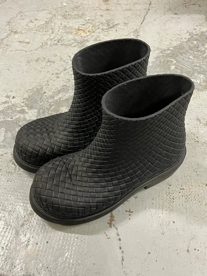 Bottega Veneta Black Woven Leather Boots wCOJeqL 4