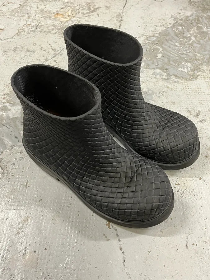 Bottega Veneta Black Woven Leather Boots wCOJeqL 5