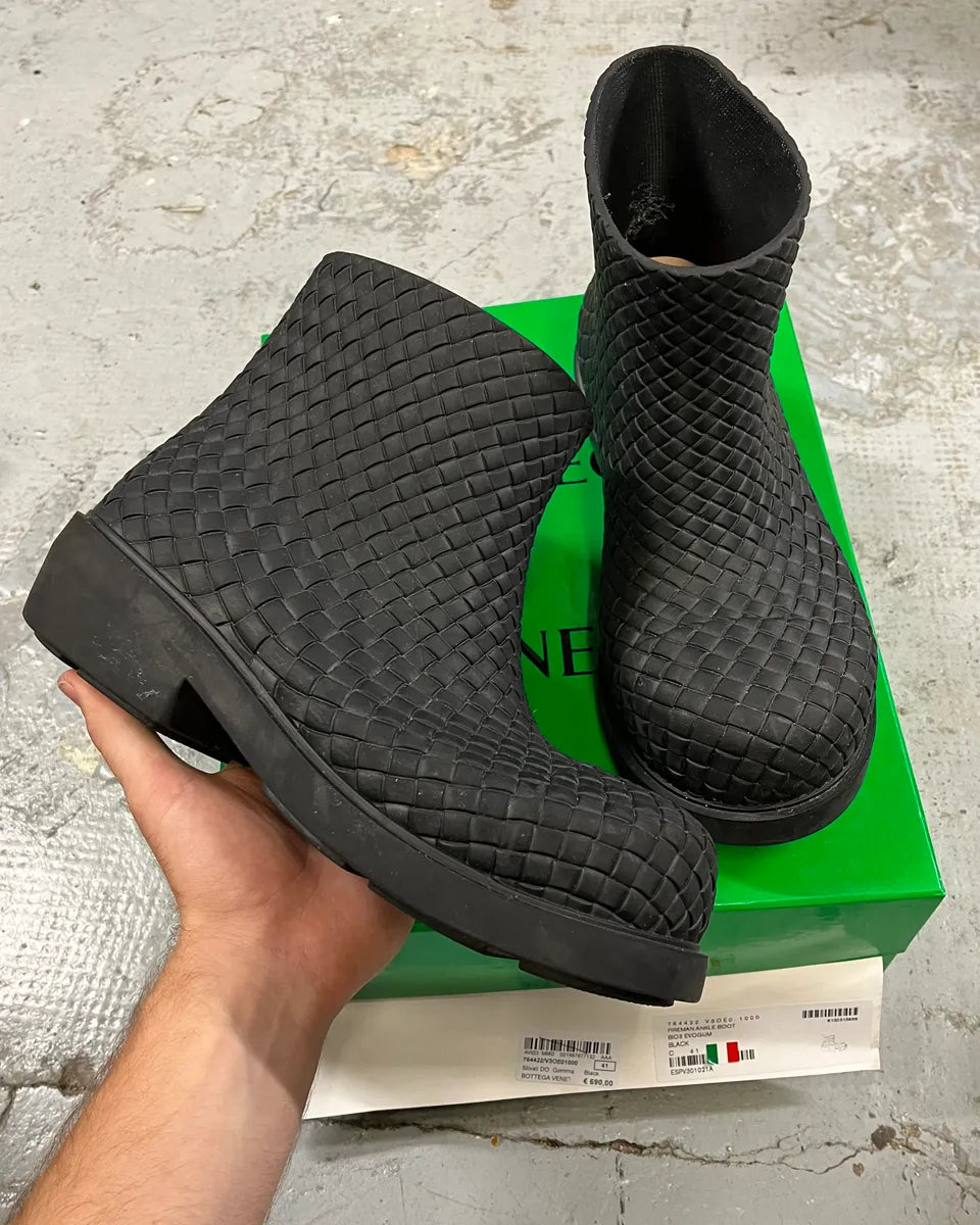 Bottega Veneta Black Woven Leather Boots wCOJeqL 0