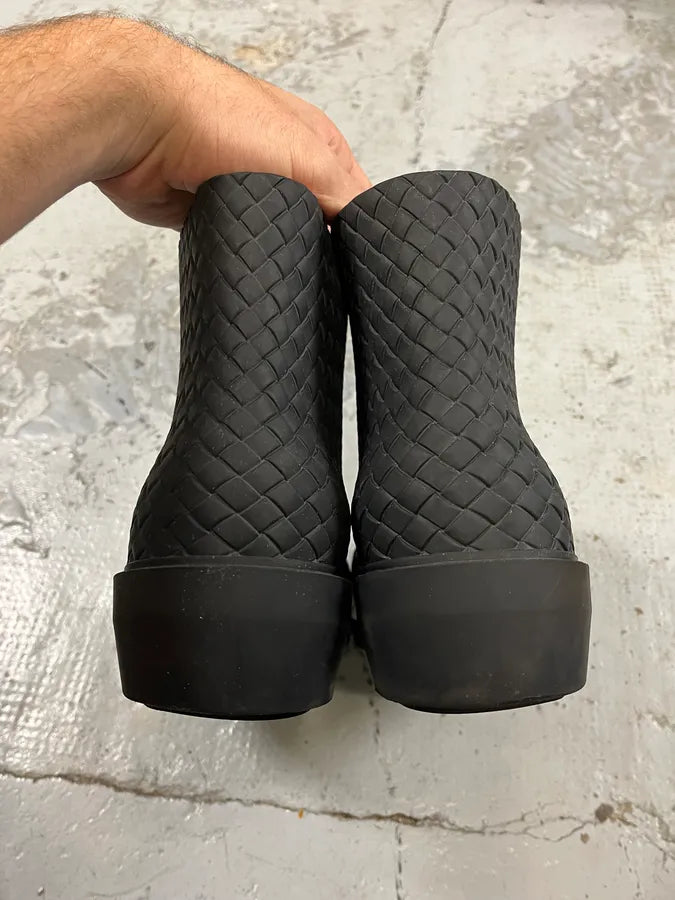 Bottega Veneta Black Woven Leather Boots wCOJeqL 7