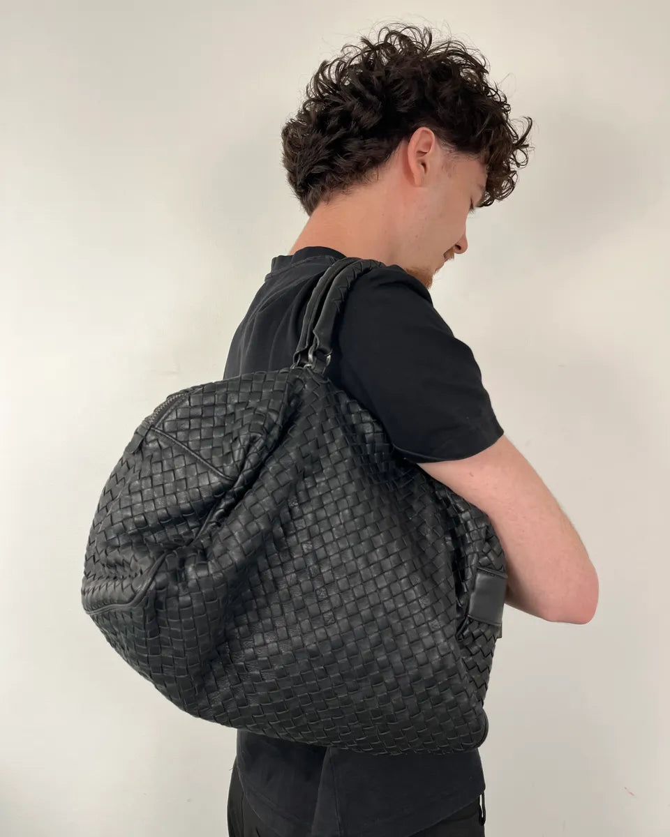 Bottega Veneta Black Woven Leather Handle Bag EGrGpDB 2