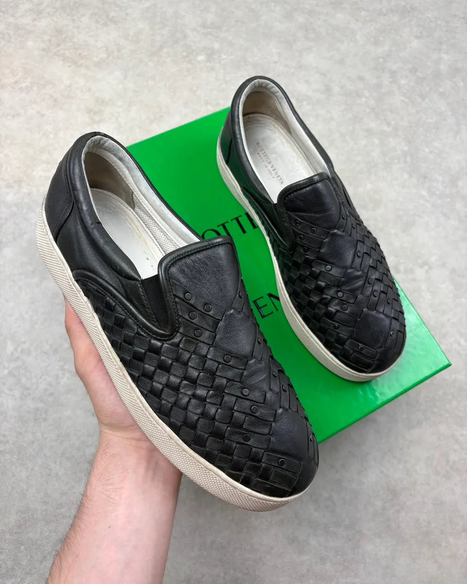 Bottega Veneta Black Woven Leather Slip-On Shoes LGifTXV 0