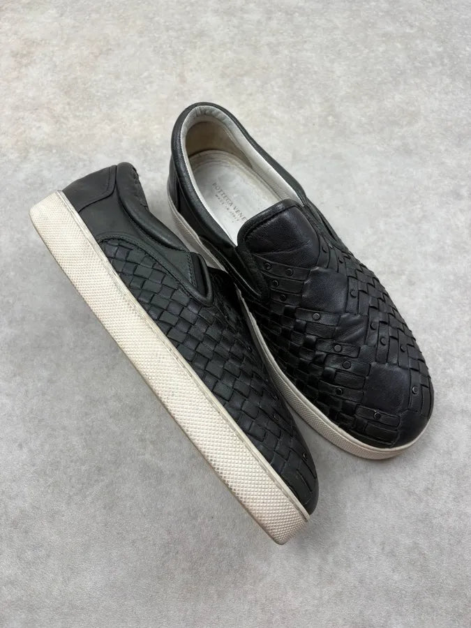 Bottega Veneta Black Woven Leather Slip-On Shoes LGifTXV 5