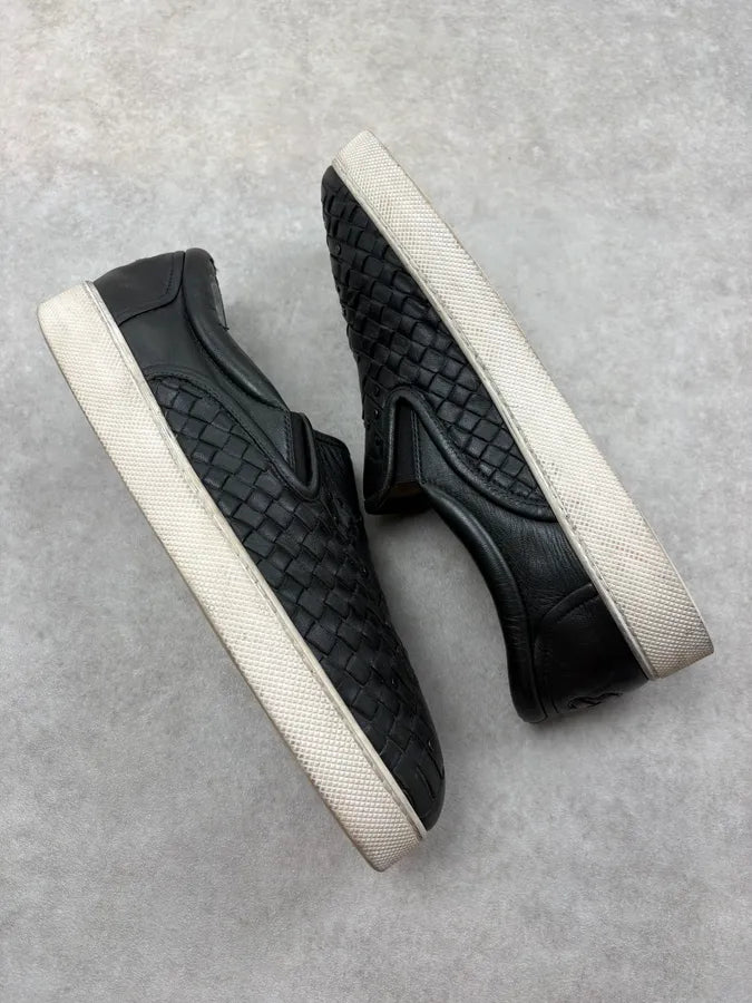 Bottega Veneta Black Woven Leather Slip-On Shoes LGifTXV 4