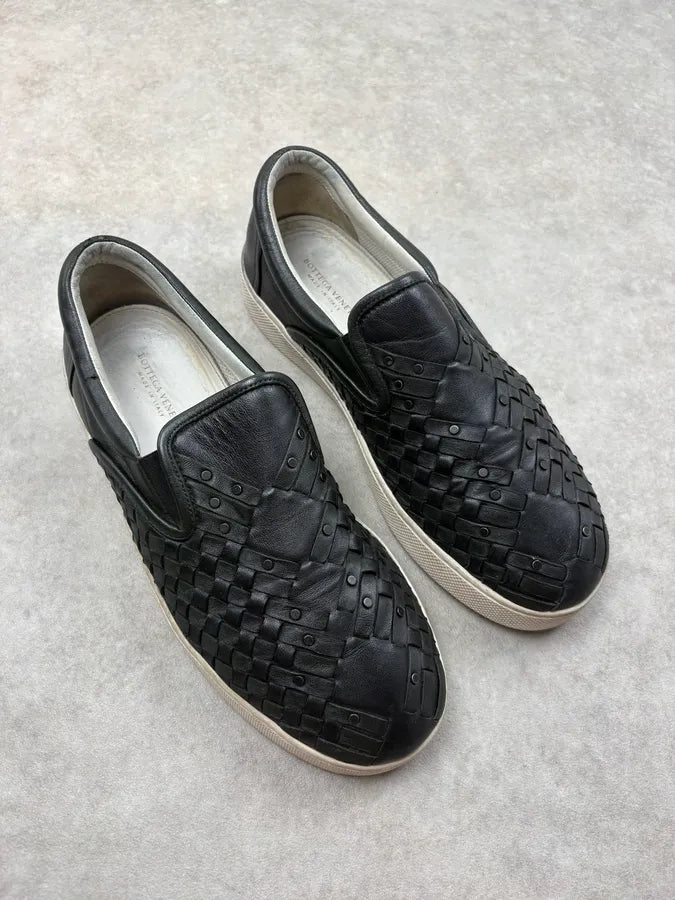 Bottega Veneta Black Woven Leather Slip-On Shoes LGifTXV 3