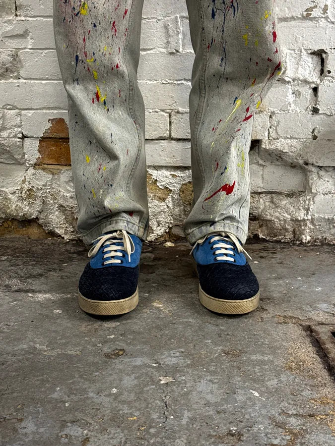 Bottega Veneta Blue Intrecciato Contrast Suede Low Sneakers eUulYae 1