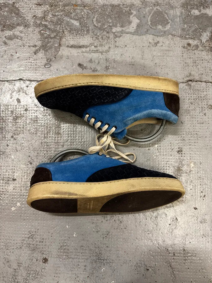 Bottega Veneta Blue Intrecciato Contrast Suede Low Sneakers eUulYae 7