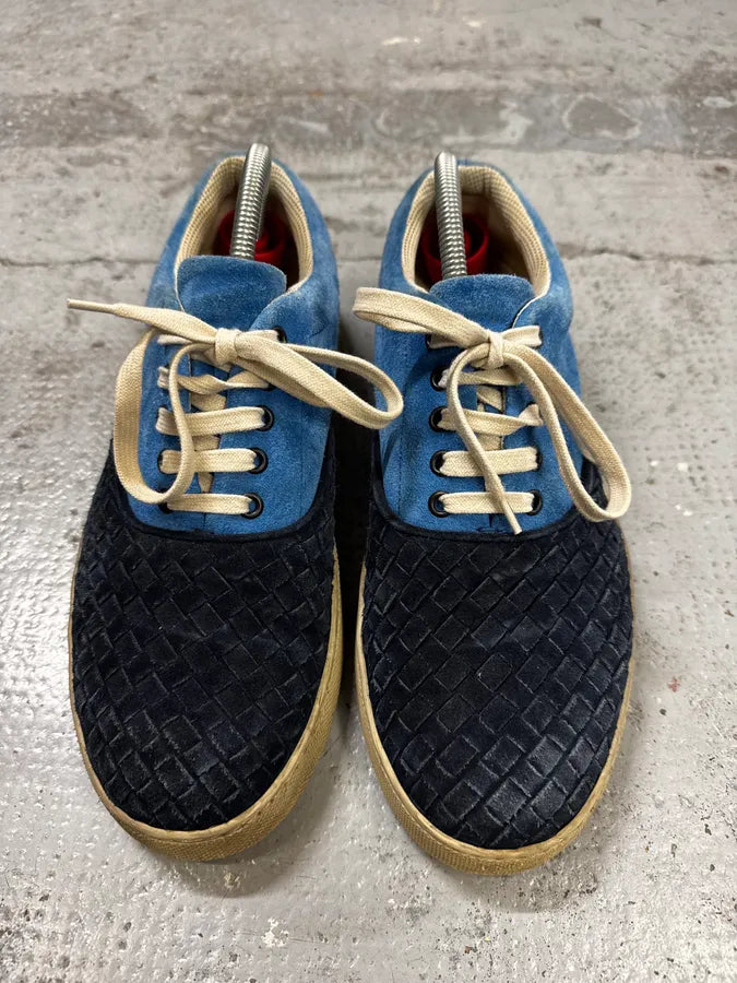 Bottega Veneta Blue Intrecciato Contrast Suede Low Sneakers eUulYae 3