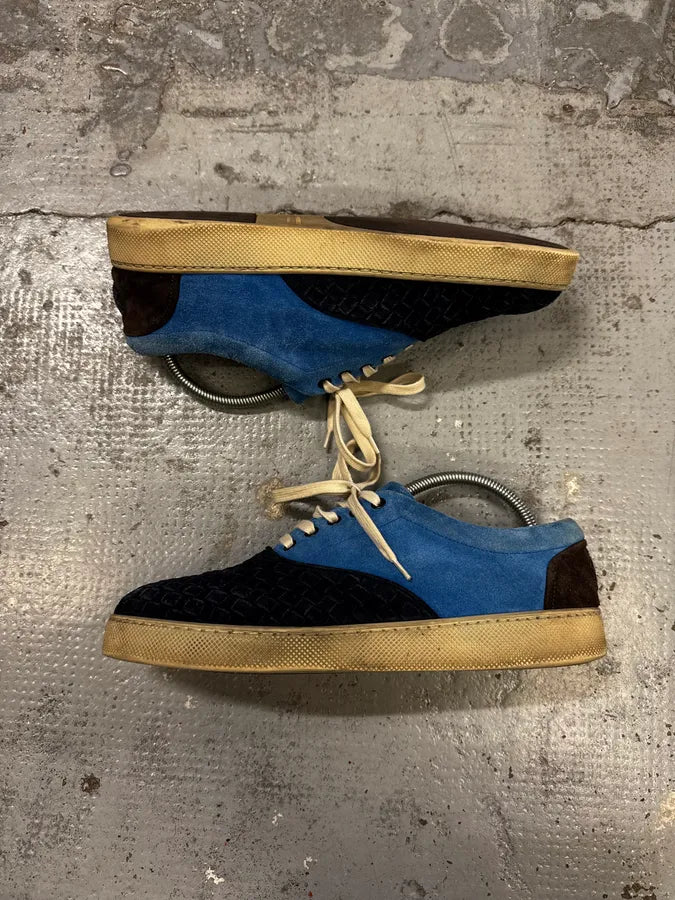 Bottega Veneta Blue Intrecciato Contrast Suede Low Sneakers eUulYae 6