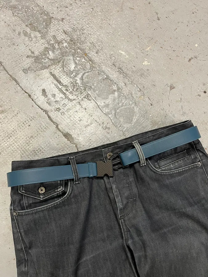 Bottega Veneta Blue Leather Tactical Belt DLyruTs 2
