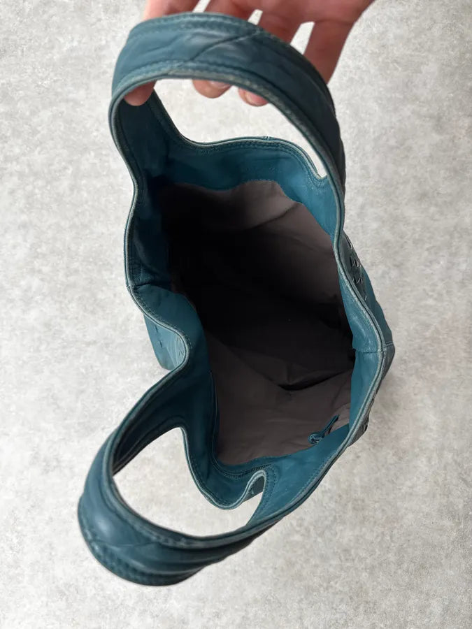 2000s Bottega Veneta Blue Washed Intrecciato Tote Bag KBlSvxp 9