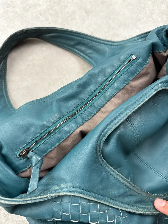 2000s Bottega Veneta Blue Washed Intrecciato Tote Bag KBlSvxp 10