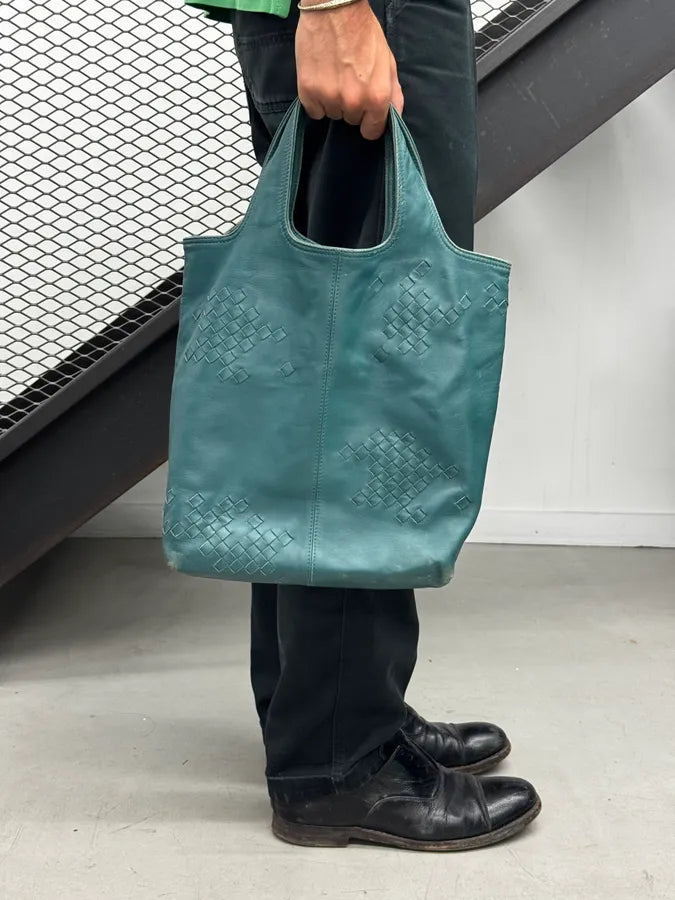 2000s Bottega Veneta Blue Washed Intrecciato Tote Bag KBlSvxp 2