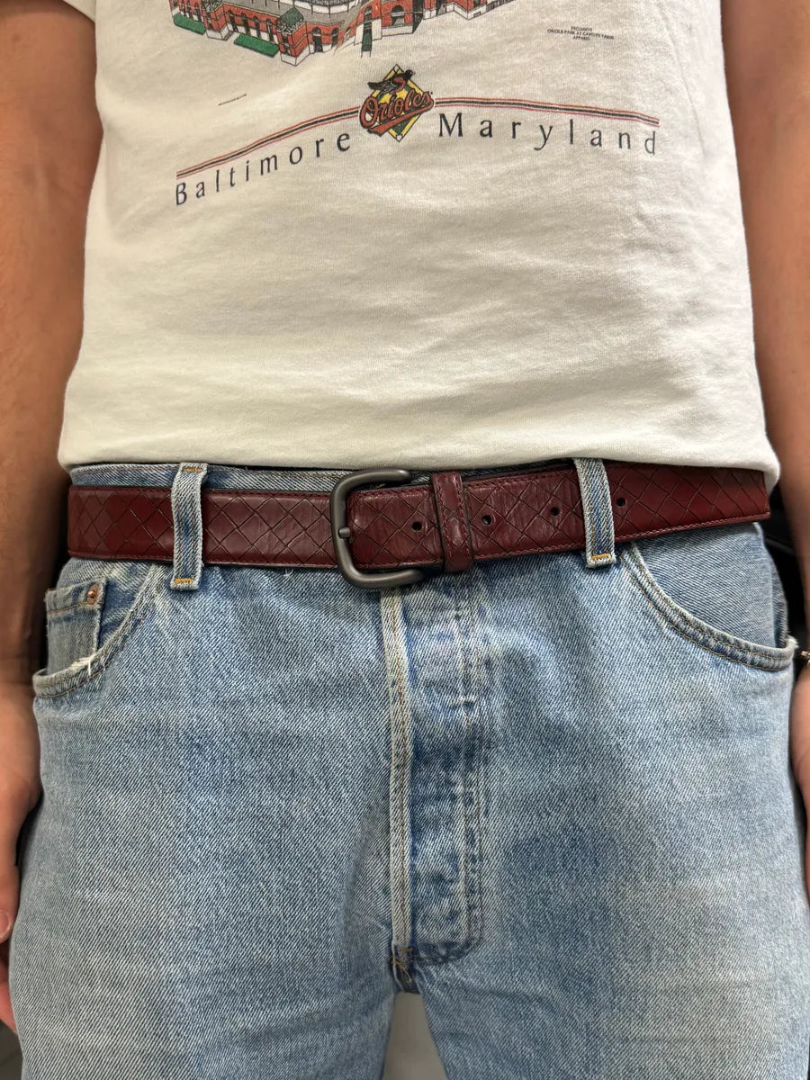 Bottega Veneta Bordeaux Leather Belt KgtPtrh 1