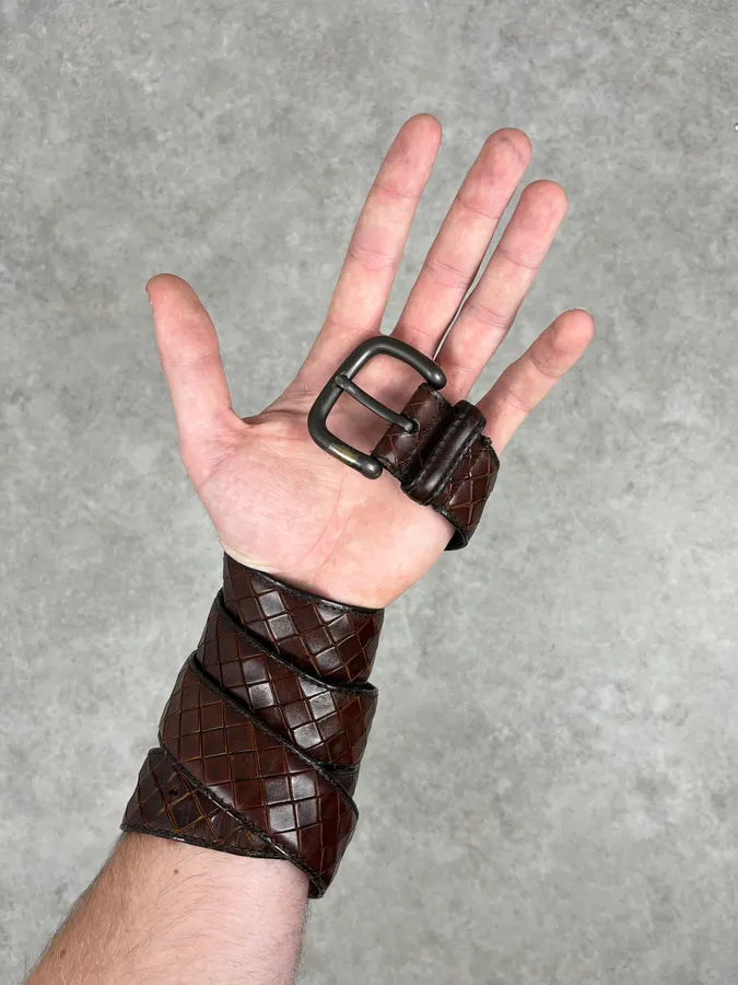 Bottega Veneta Brown Intrecciato Woven Leather Belt  ePWhKal 1