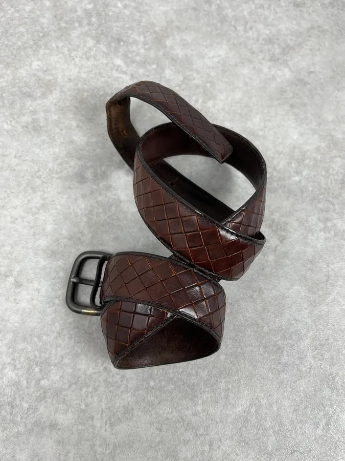 Bottega Veneta Brown Intrecciato Woven Leather Belt  ePWhKal 2