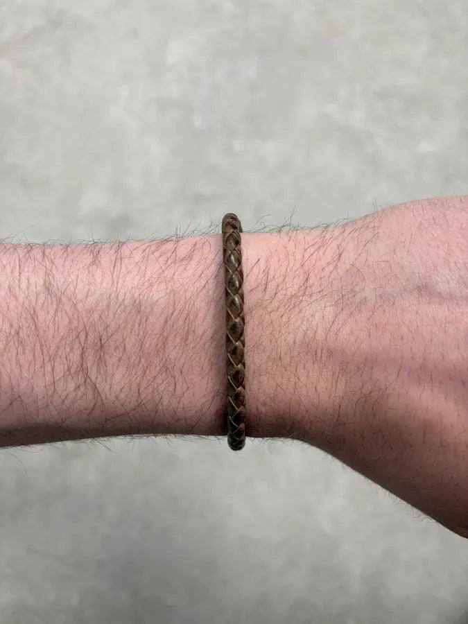 Bottega Veneta Brown Leather Braided Bracelet iBHQBgg 3