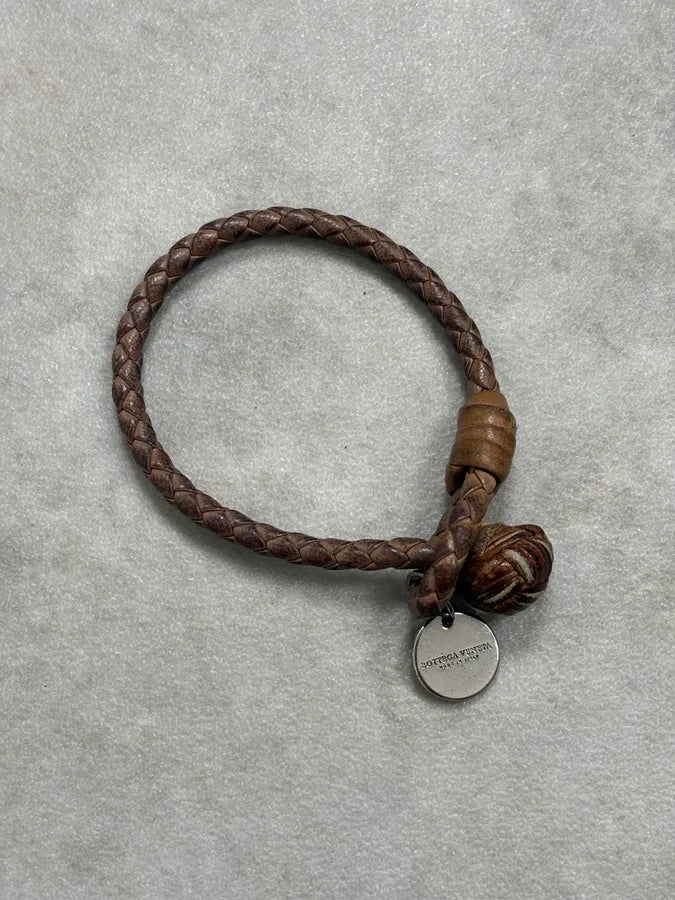 Bottega Veneta Brown Leather Braided Bracelet iBHQBgg 0