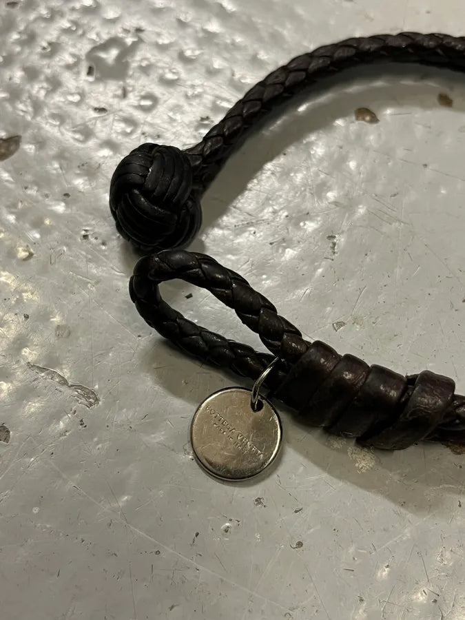 Bottega Veneta Brown Leather Braided Charm Bracelet BsfAYTv 4