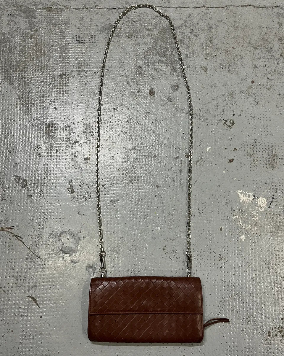 Bottega Veneta Brown Leather Intrecciato Wallet Bag awmzpJa 0