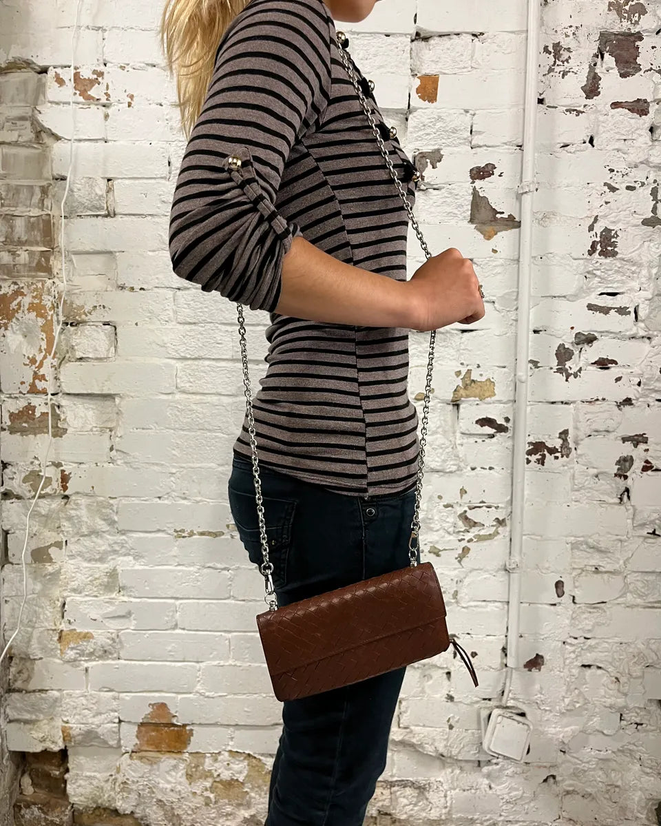 Bottega Veneta Brown Leather Intrecciato Wallet Bag awmzpJa 1
