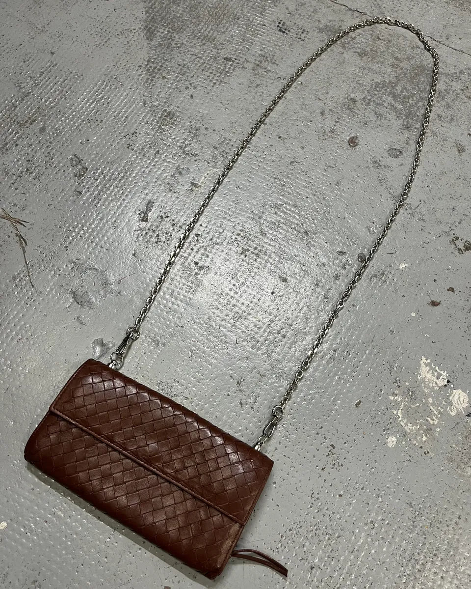 Bottega Veneta Brown Leather Intrecciato Wallet Bag awmzpJa 2