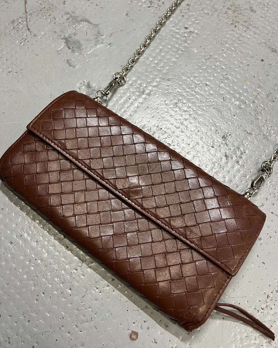 Bottega Veneta Brown Leather Intrecciato Wallet Bag awmzpJa 3