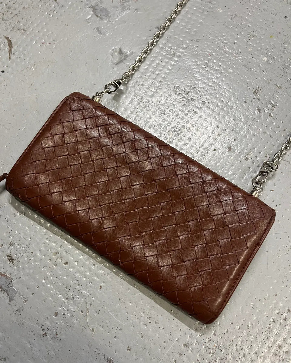 Bottega Veneta Brown Leather Intrecciato Wallet Bag awmzpJa 5