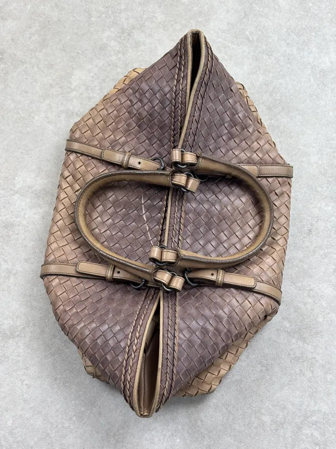 Bottega Veneta Brown Gradient Leather Intrecciato Woven Handle Bag uRvyXgm 15
