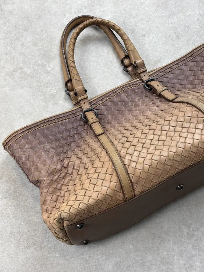 Bottega Veneta Brown Gradient Leather Intrecciato Woven Handle Bag uRvyXgm 4