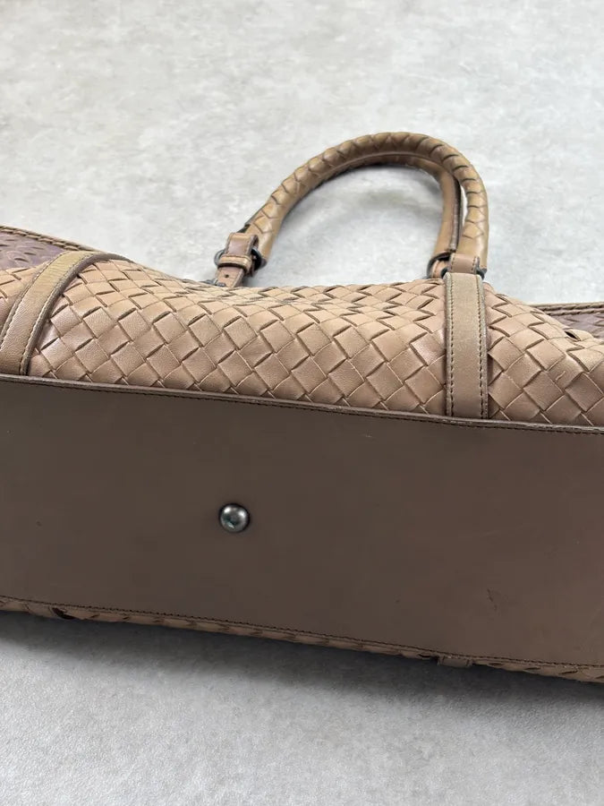 Bottega Veneta Brown Gradient Leather Intrecciato Woven Handle Bag uRvyXgm 9