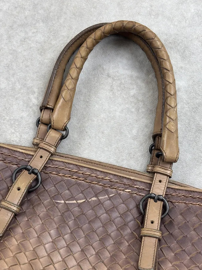 Bottega Veneta Brown Gradient Leather Intrecciato Woven Handle Bag uRvyXgm 12