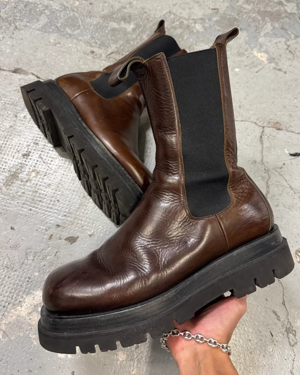 Bottega Veneta Brown Leather Lug Boots (44eu/us10) cLKUrGz 0