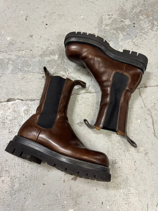 Bottega Veneta Brown Leather Lug Boots (44eu/us10) cLKUrGz 1