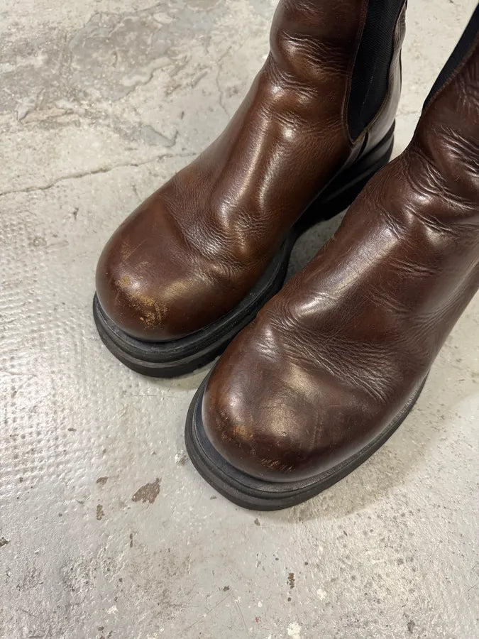 Bottega Veneta Brown Leather Lug Boots (44eu/us10) cLKUrGz 4