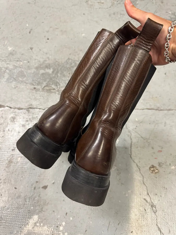 Bottega Veneta Brown Leather Lug Boots (44eu/us10) cLKUrGz 5