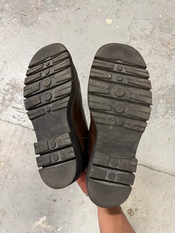 Bottega Veneta Brown Leather Lug Boots (44eu/us10) cLKUrGz 6