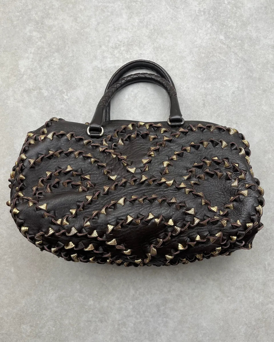 Bottega Veneta Brown Leather Studded Handle Bag lxbAbUh 0
