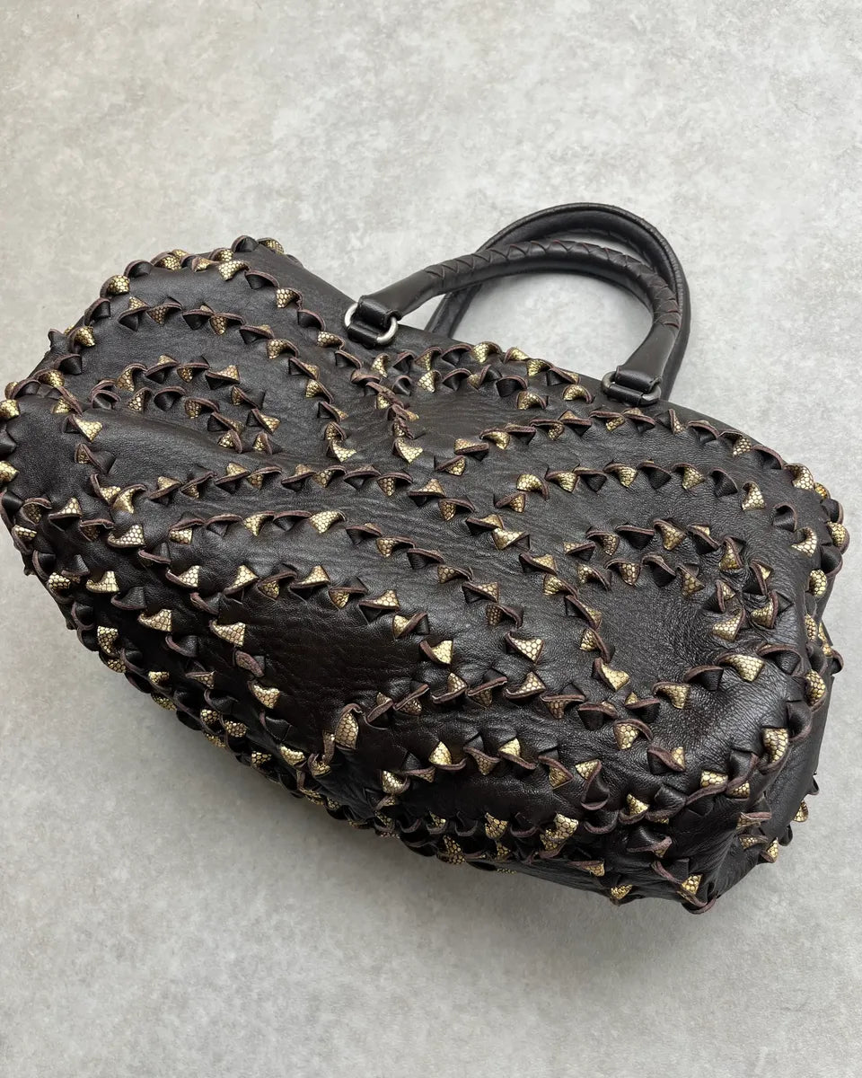 Bottega Veneta Brown Leather Studded Handle Bag lxbAbUh 3