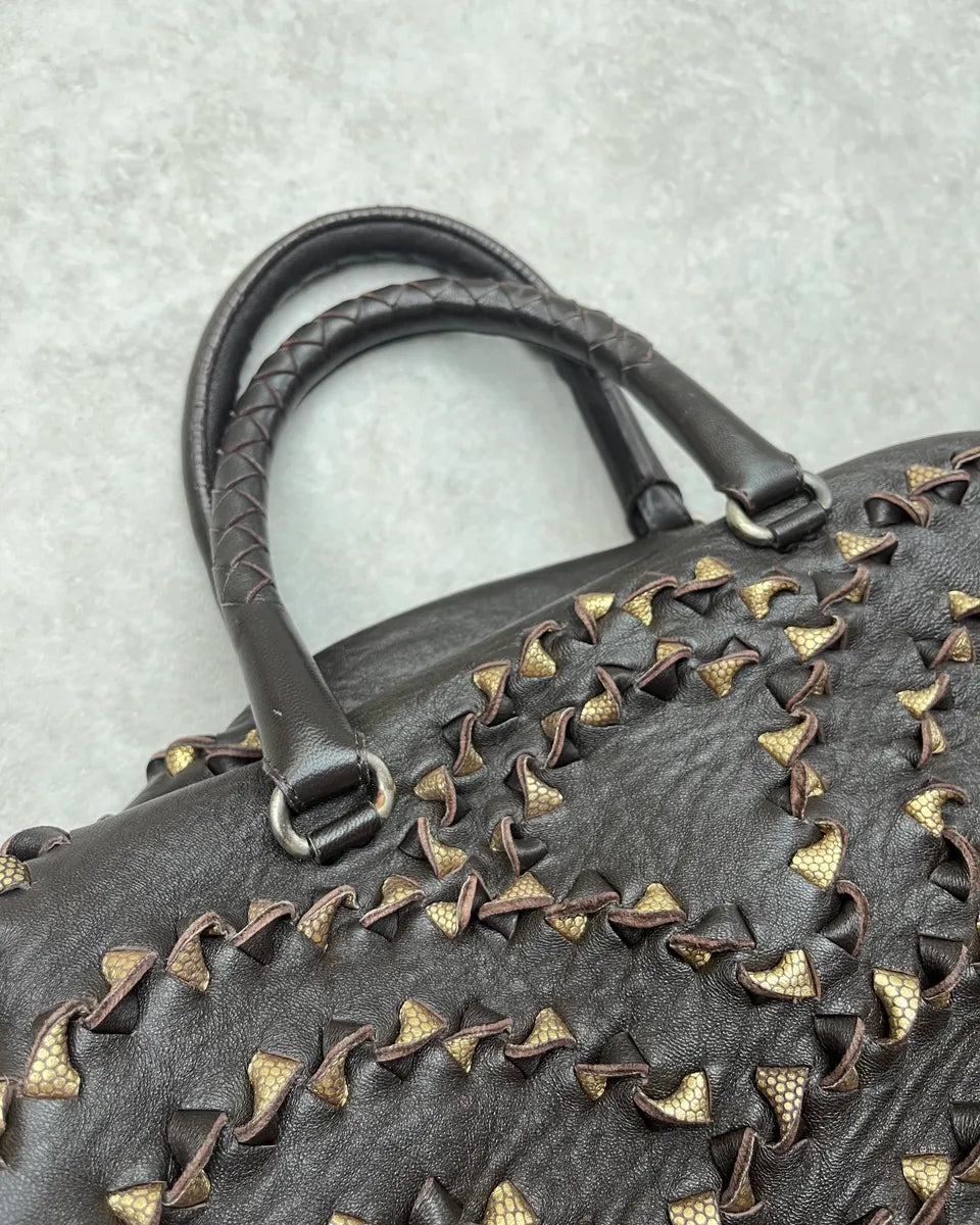 Bottega Veneta Brown Leather Studded Handle Bag lxbAbUh 4