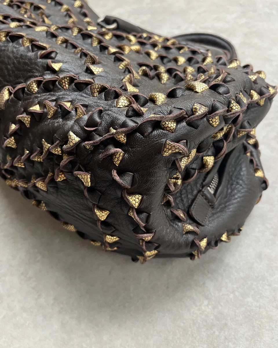 Bottega Veneta Brown Leather Studded Handle Bag lxbAbUh 5