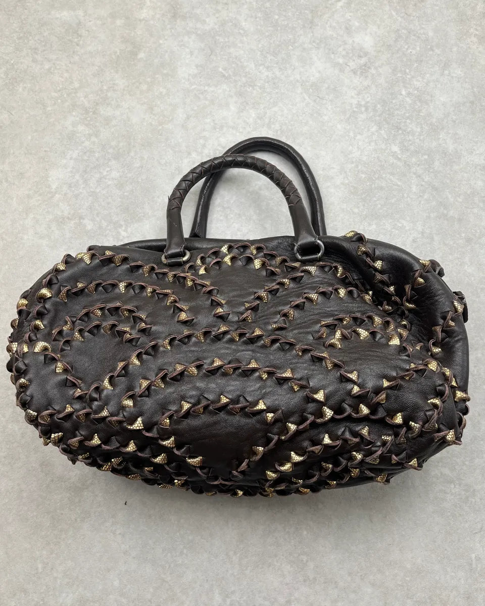 Bottega Veneta Brown Leather Studded Handle Bag lxbAbUh 6