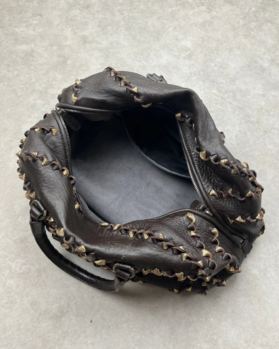 Bottega Veneta Brown Leather Studded Handle Bag lxbAbUh 7