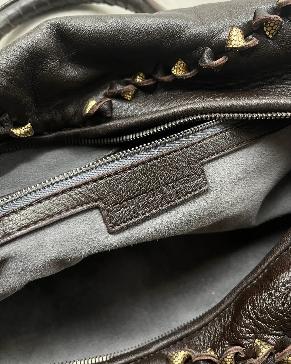 Bottega Veneta Brown Leather Studded Handle Bag lxbAbUh 8