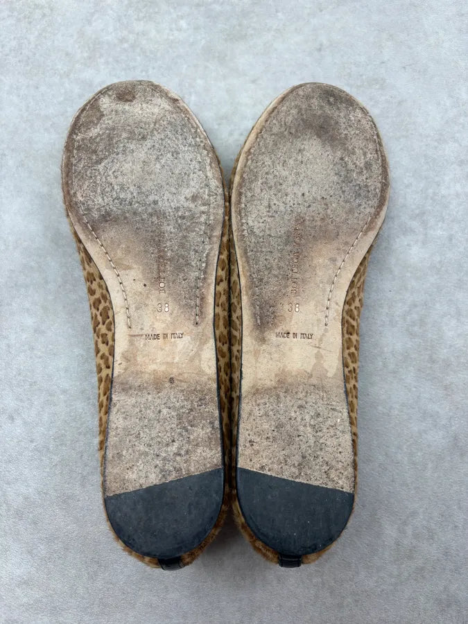 Bottega Veneta Brown Leopard Calf Hair Ballet Flats EklWtgx 5