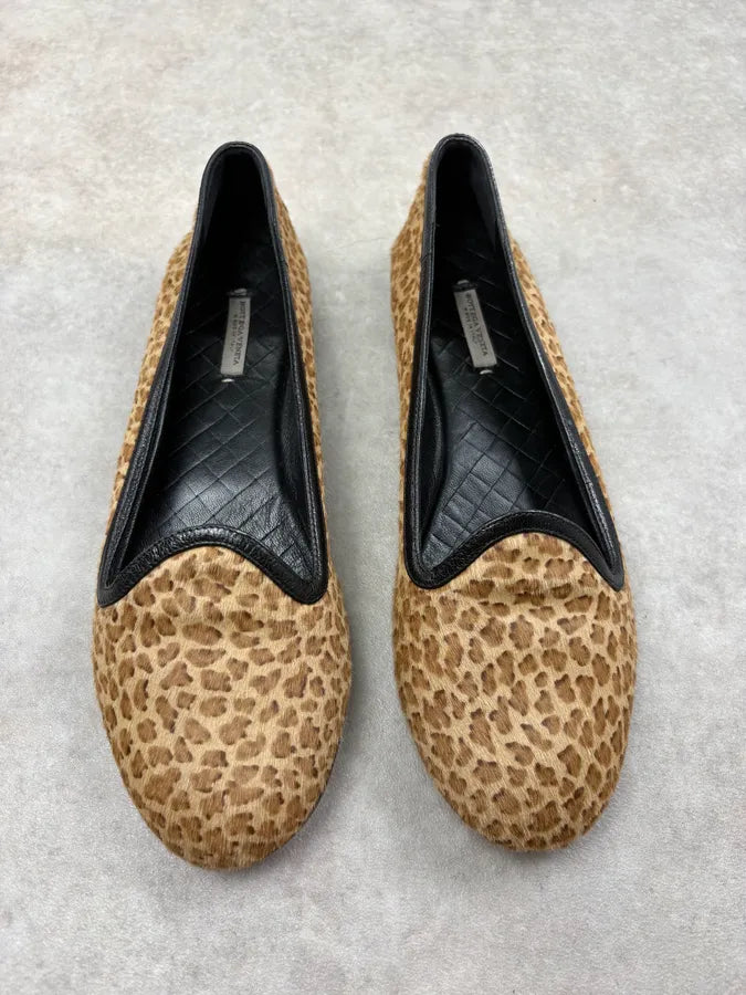Bottega Veneta Brown Leopard Calf Hair Ballet Flats EklWtgx 1