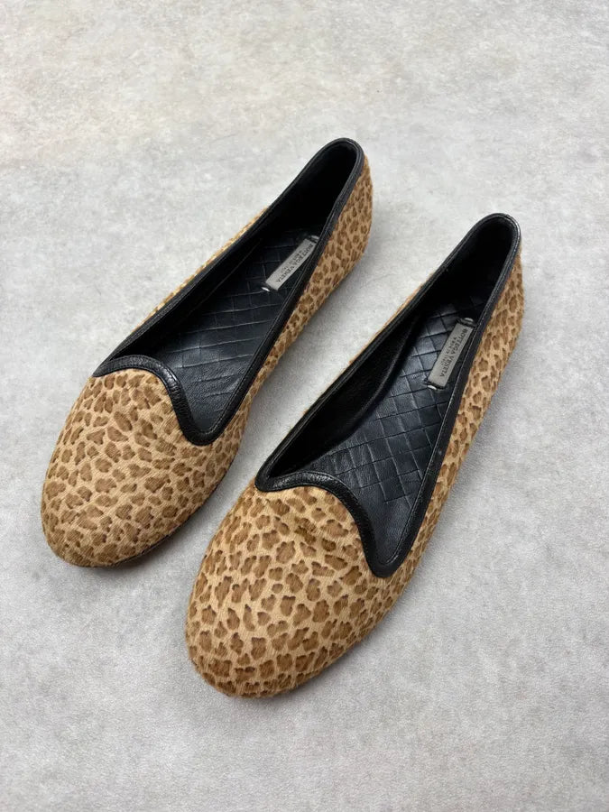 Bottega Veneta Brown Leopard Calf Hair Ballet Flats EklWtgx 2