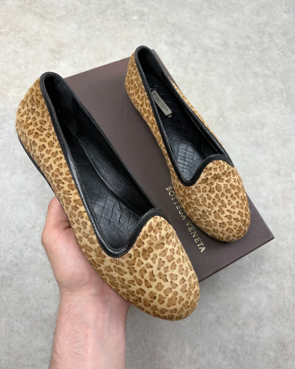 Bottega Veneta Brown Leopard Calf Hair Ballet Flats EklWtgx 0
