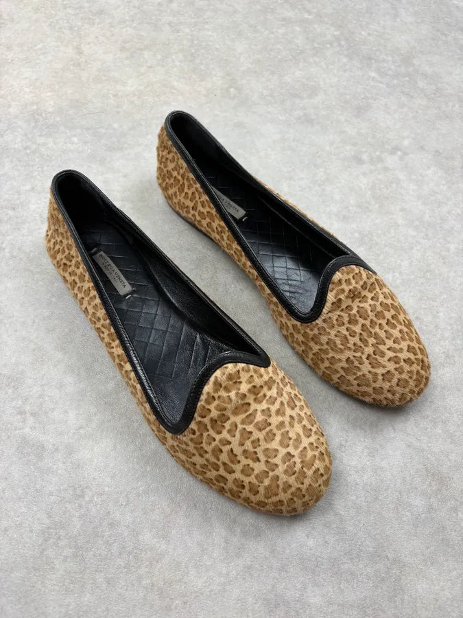 Bottega Veneta Brown Leopard Calf Hair Ballet Flats EklWtgx 3