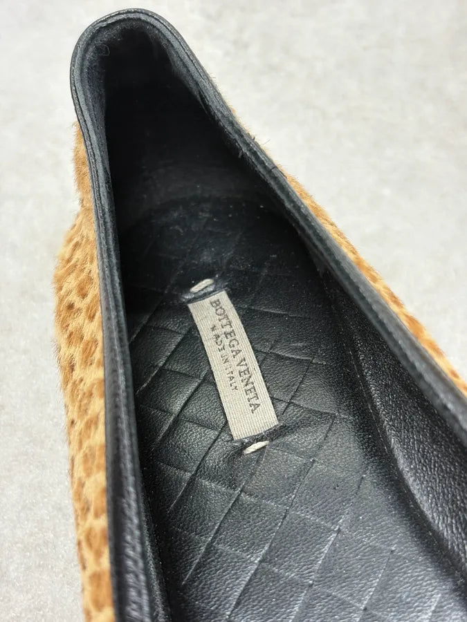 Bottega Veneta Brown Leopard Calf Hair Ballet Flats EklWtgx 6